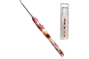 LOOEN 3.25mm Crochet Hook, Ergonomic Handle for Arthritic Hands, Soft Rubber Grip Extra Long Knitting Needles for Beginners and Knitting Crocheting Yarn (3.25mm)