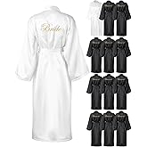 Xtinmee 12 Pcs Bride Bridesmaids Robe Long Satin Robe Full Length Sleepwear Dressing Gown for Wedding Party Bridal Shower