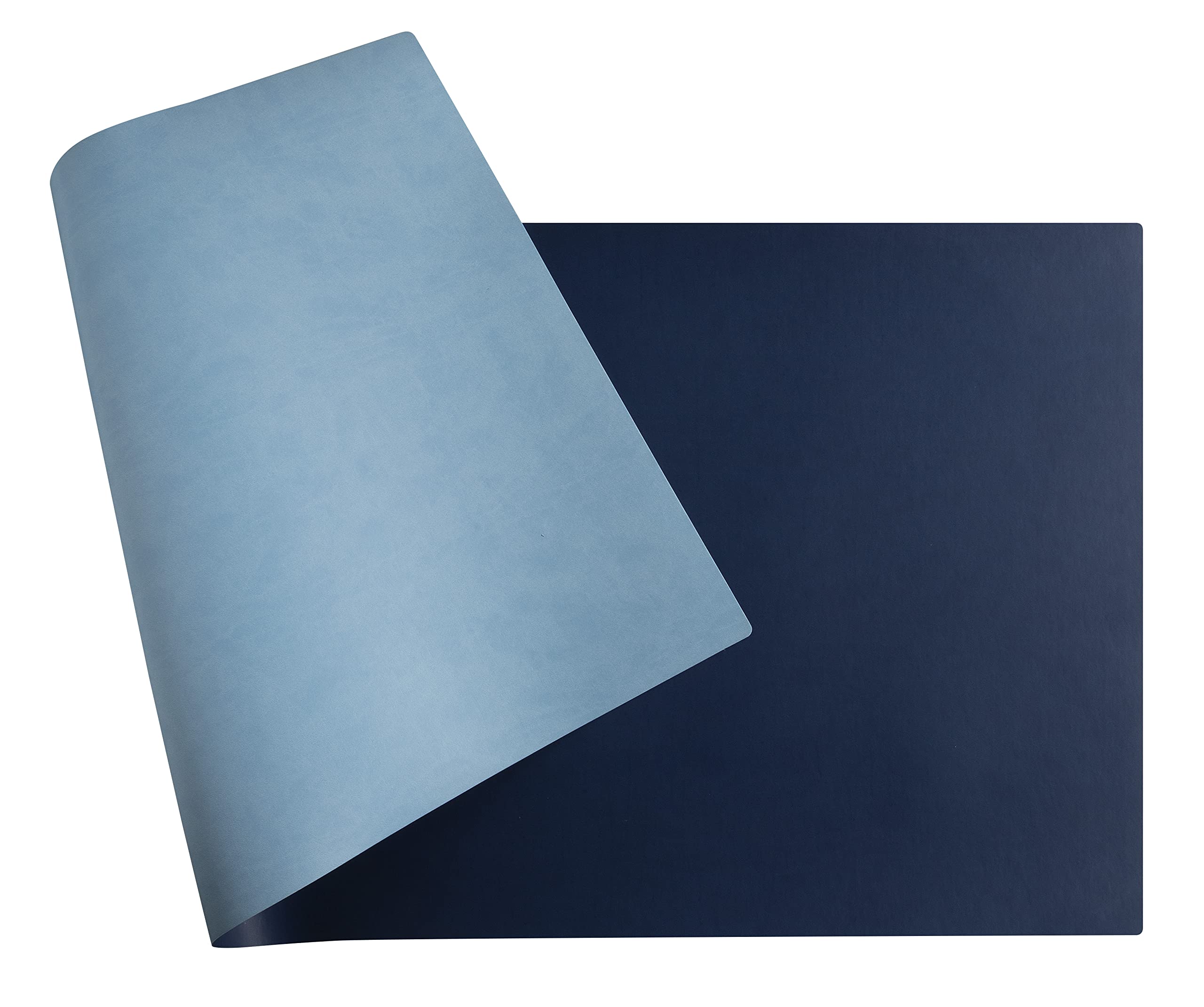 Exacompta - Ref. 29124E - 1 Home Office soft pad - in two-tone imitation leather (polyurethane) - soft and resistant, desk protector, mouse pad - 35x60 cm - navy/sky colour - delivered rolled