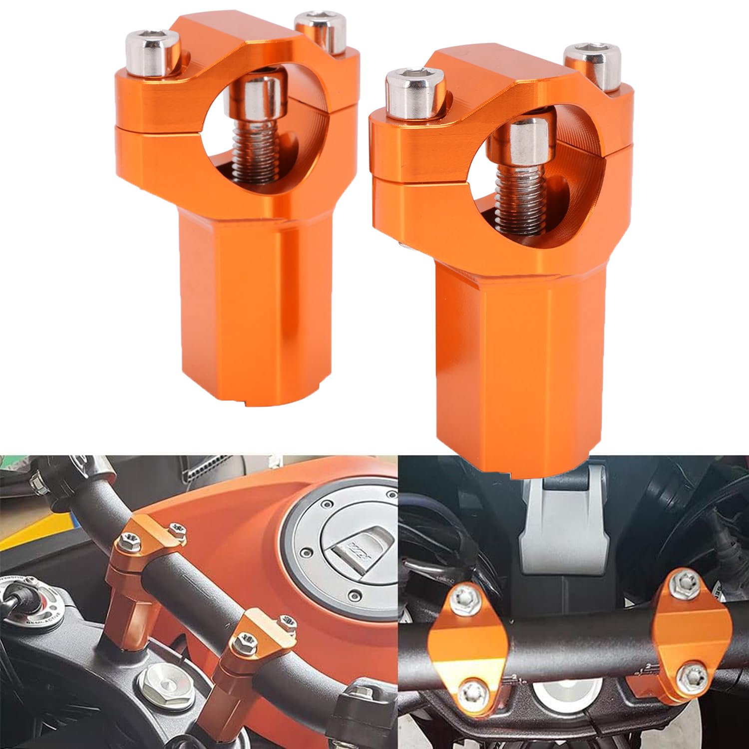 Dirt Bike Handlebar Riser,1 1/8" 28mm Handlebar Mounts Clamp Handlebar Risers for 125-530 SX SX-F EXC XC-W XCF-W EXC-F FC250/350/450 TC125/250 FX350/450 TX300 Orange