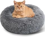 Enjamoy Plush Donut Dog Bed Calming Round 50cm Dark Grey