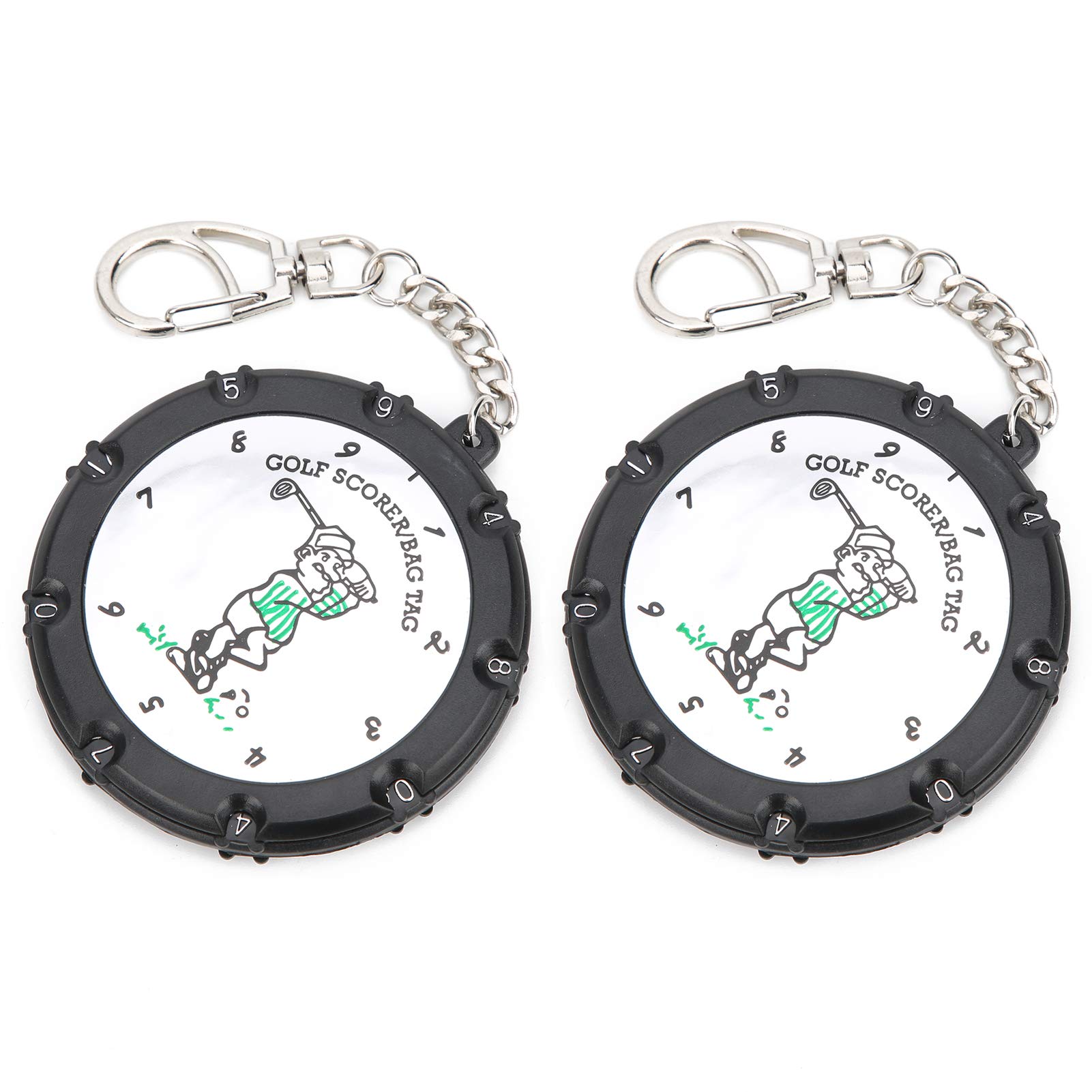 2Pcs Golf Score Counters Portable Stroke Counter Double Sides 18 Holes Golf Scorer Golf Accessory with Key Chain