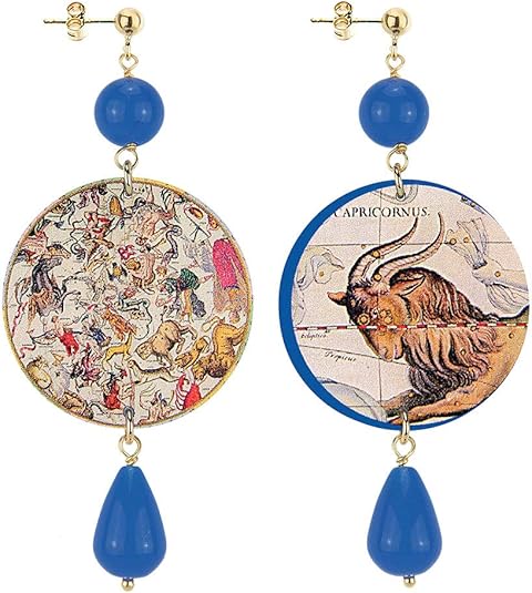 In Lebole Collezione The Circle Dor157 Capricorno Orecchini Da Donna In Ottone Pietra Blu Amazon It Gioielli