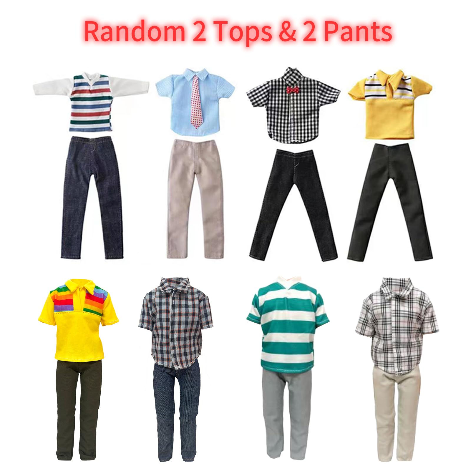 11.5 Inch Doll Clothes and Accessories Doll Outfit for 12 Inch Boy Doll,Including 1 Suit,1 Shirt, Random 4 Tops,Random 4 Pants,1 Pair of Glasses,2 Pairs of Shoes and 1 Computer