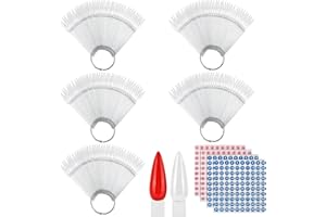 BTYMS 200 Pcs Clear Nail Swatch Sample Sticks with Ring and Number Stickers, Plastic Nail Swatches for Polish Color Display