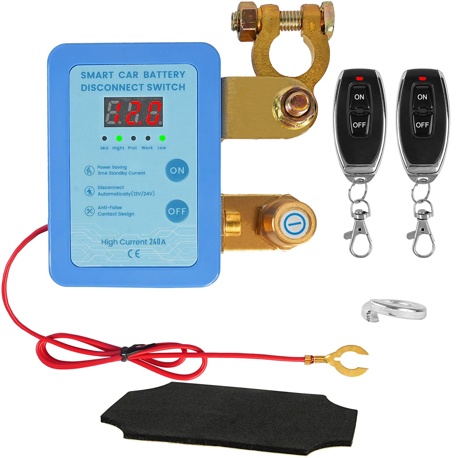 Photo 1 of MISSING KEYS ----------------------------------12v/24v 240A Kill Switch for Car Anti Theft Remote Battery Disconnect Switch with Remote Control Fobs & LED Screen Smart Voltage Kill Switch for Automobile, RV, ATV, Truck, Boat
