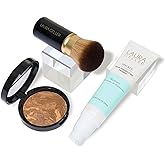 LAURA GELLER NEW YORK Laura's Must-Haves Kit 3pc: Baked Balance-n-Brighten Powder Foundation, Sand + Spackle Skin Perfecting Makeup Primer, Hydrate + Airbrush Round Kabuki Brush