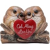 Home 'n Gifts Romantic Owl Always Love You Figurine with Red Heart and Two Decorative Owls on Log for Cute Girl's Bedroom Decor Statues for Wife & Valentine's Day Gift Ideas for Girlfriend
