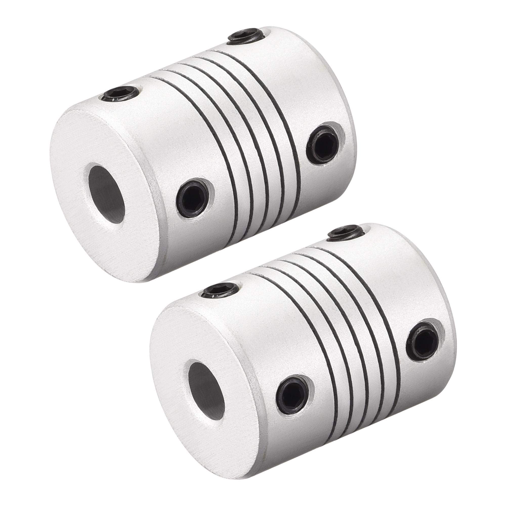 sourcing map 6mm to 10mm Aluminum Alloy Shaft Coupling Flexible Coupler Motor Connector Joint L25xD19 Silver,2pcs