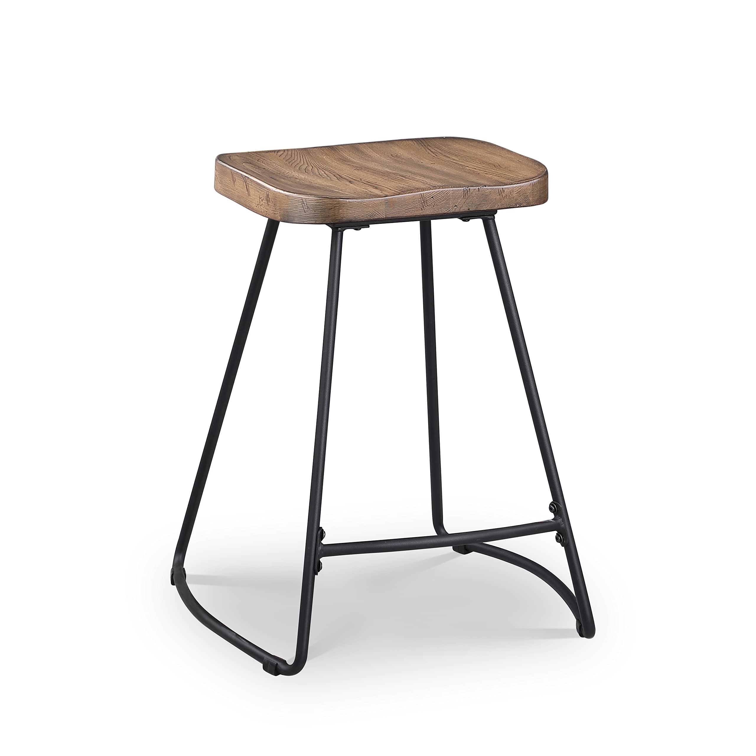View 1 of JUBILOOM Bar Stools Set of 2, Kitchen Counter Height, 24 Inch Bar Stools with Wood Seat, Industrial Backless Bar Stools for Kitchen Island,Bar Chairs with Saddle Seat,Natrual Solid Elm,624PNR