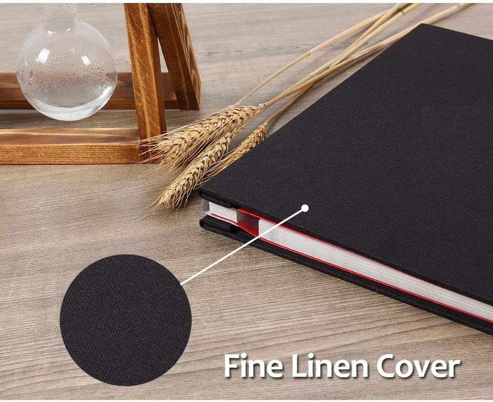 Yopih Self Adhesive Photo Album 28x27cm Fits 10x15 8x13 13x18 15x20 20x25 cm Photo Scrapbook with Window 40 Pages Linen Cover with A Metallic Pen DIY Memory Book for Baby Wedding Family Black - Image 4