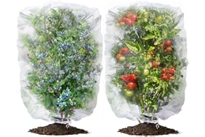 OGORI 2 Pack Garden Netting Mesh, 3.2 x 4.9 Ft Plant Protection Netting Mosquito Netting Plant Covers Bags with Drawstring, Insect Bird Netting for Blueberry Bushes Tomato Vegetables Fruits Trees