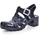 Hee grand Crystal Jelly Heel Sandals for Women Summer Beach Jelly Shoes