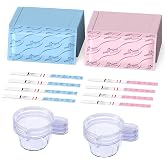 easy@Home Ovulation &amp; Pregnancy Test Kit, 25 LH + 10 hCG Tests, 35 Cups | Ovulation and Pregnancy Test Strips with 35 Large Urine Cups, Compatible with the Premom APP for Convenient Cycle Tracking