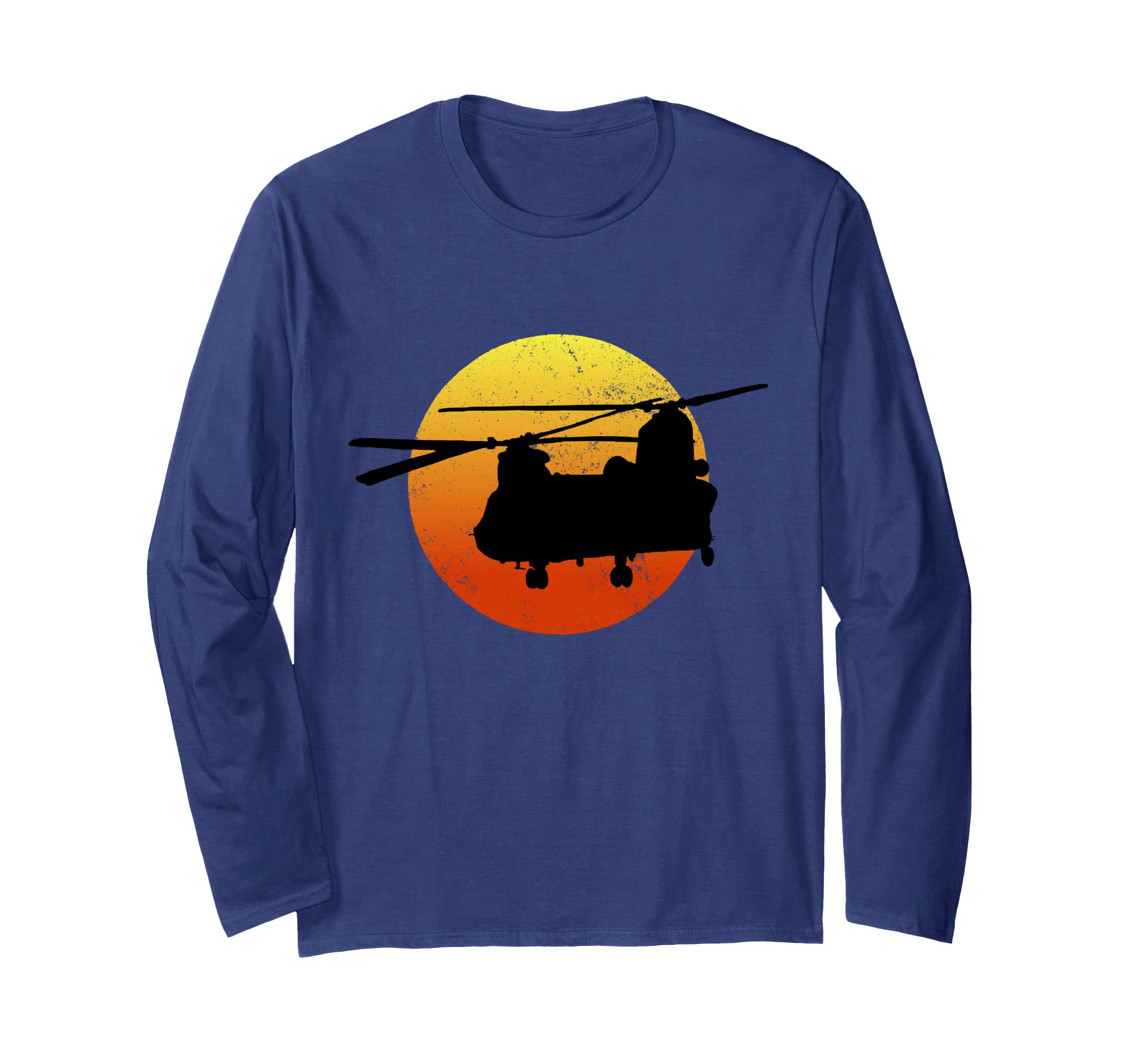 CH47 Chinook Silhouette Sunset Military Helicopter CH47 Long Sleeve T-Shirt