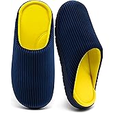 Mens House Slippers with Arch Support, Comfy Two-Tone Memory Foam Slippers Non-Slip Indoor Outdoor, Warm Cozy Home Slippers for Winter