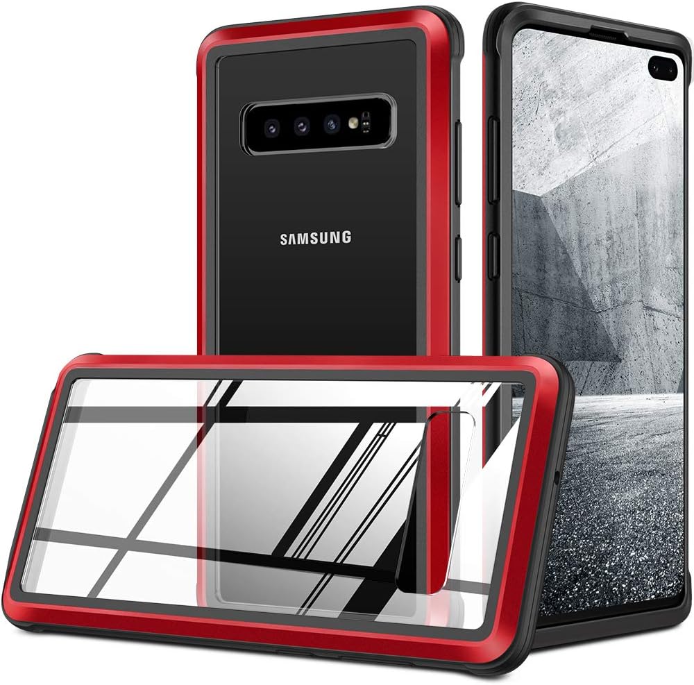 Samsung Galaxy S10 Plus Case, Isuke Heavy Protective Galaxy S10 Plus Case 360° Metal Body [1.5MM] Thick Polycarbonate Slim Fit Without Screen Protector Case for Samsung Galaxy S10+ 6.4 inch (Red)