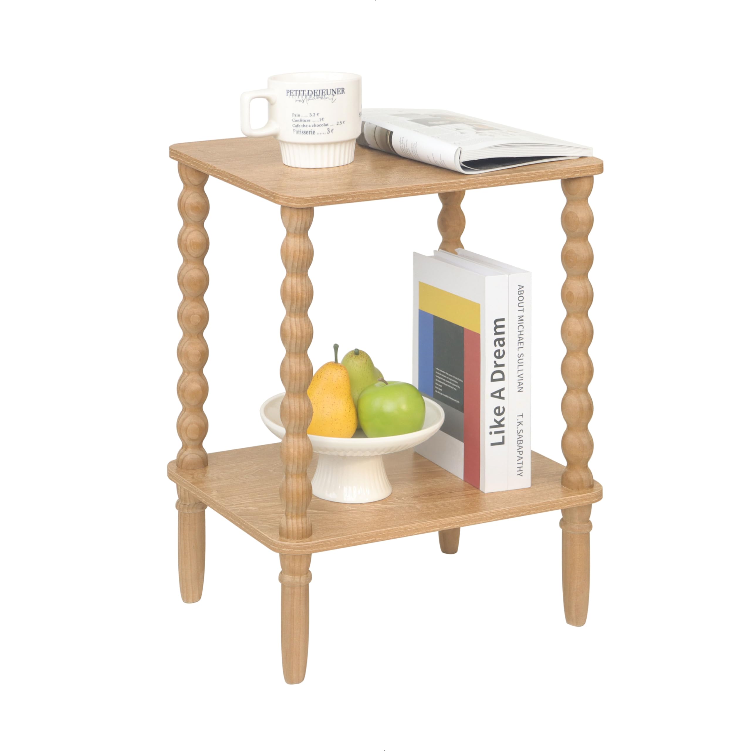 Photo 1 of Fultyle Small End Table, Couch Side Table with 2-Tier Storage Shelf, Wood Coffee Table for Bedroom, Living Room, Small Spaces (Rustic Walnut)