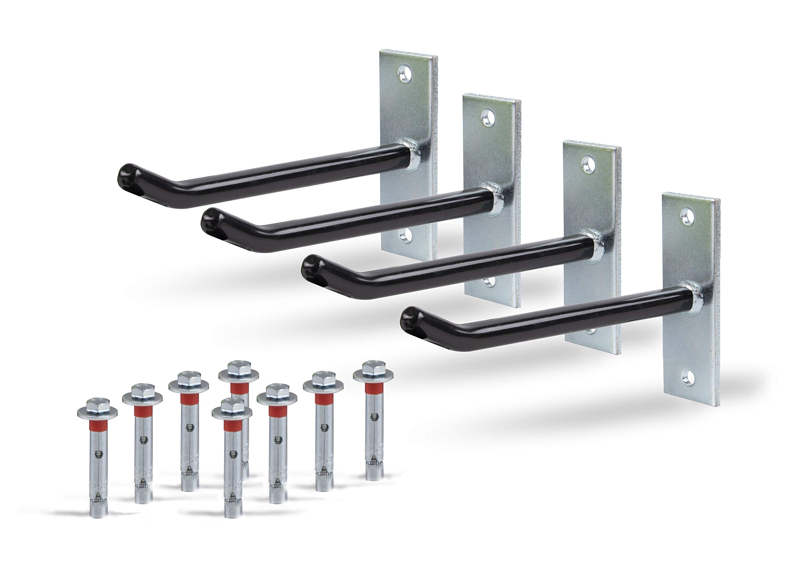 Alberts 801960 Wheel Rim Holder Set | Wall Mount for Car Rims | Tyre Holder with Coated PVC Hose | Galvanised | 20 cm Long Rim Hooks