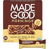 MadeGood Mornings Chocolate Chip Soft Baked Breakfast Bars, 30-Pack | Gluten free snacks for busy mornings, lunch boxes and on-the-go snacking, Vitamins C &amp; D, Kosher and dairy free