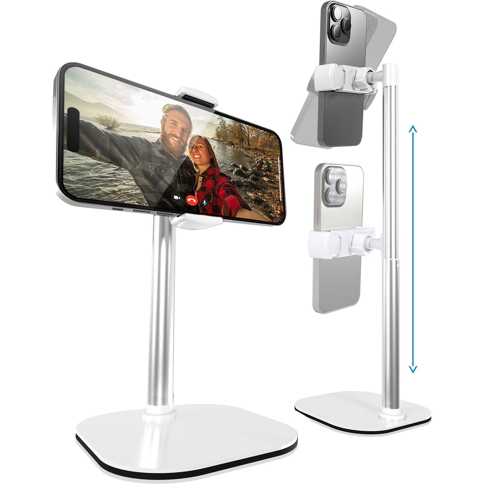 Photo 1 of COOPER ChatStand, Adjustable Cell Phone Stand for Desk, Phone Stand for Recording, iPhone Holder for Filming, Small Tripod for iPhone, Fits Samsung, Android Smartphones - Frost White