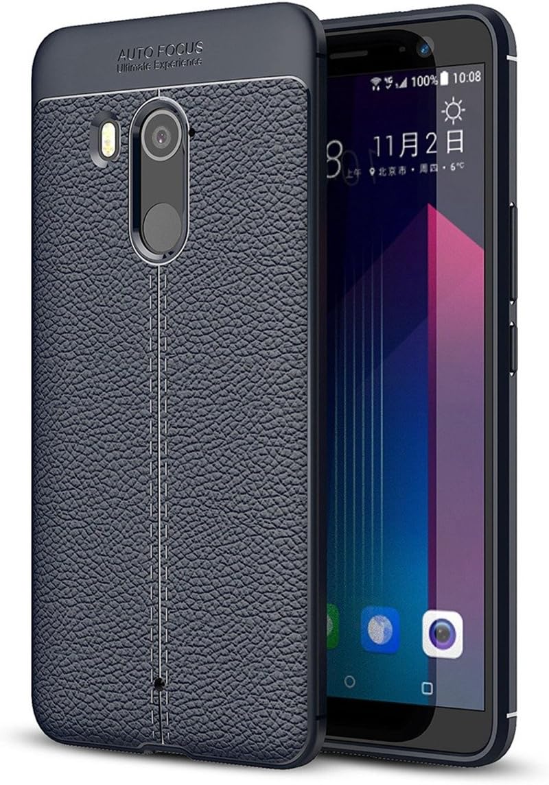 UBERANT HTC U11 Plus Case, [Litchi Pattern] Ultra Slim Resistant TPU Anti-Scratch Shock Absorption Protective Cover Case for HTC U11 Plus 6.0" Navy