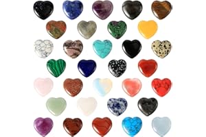 32pcs Worry Stones, Various Styles Heart Shaped Rocks Colorful Heart Crystals Heart Stones Small Mancala Stones Gemstone Crys