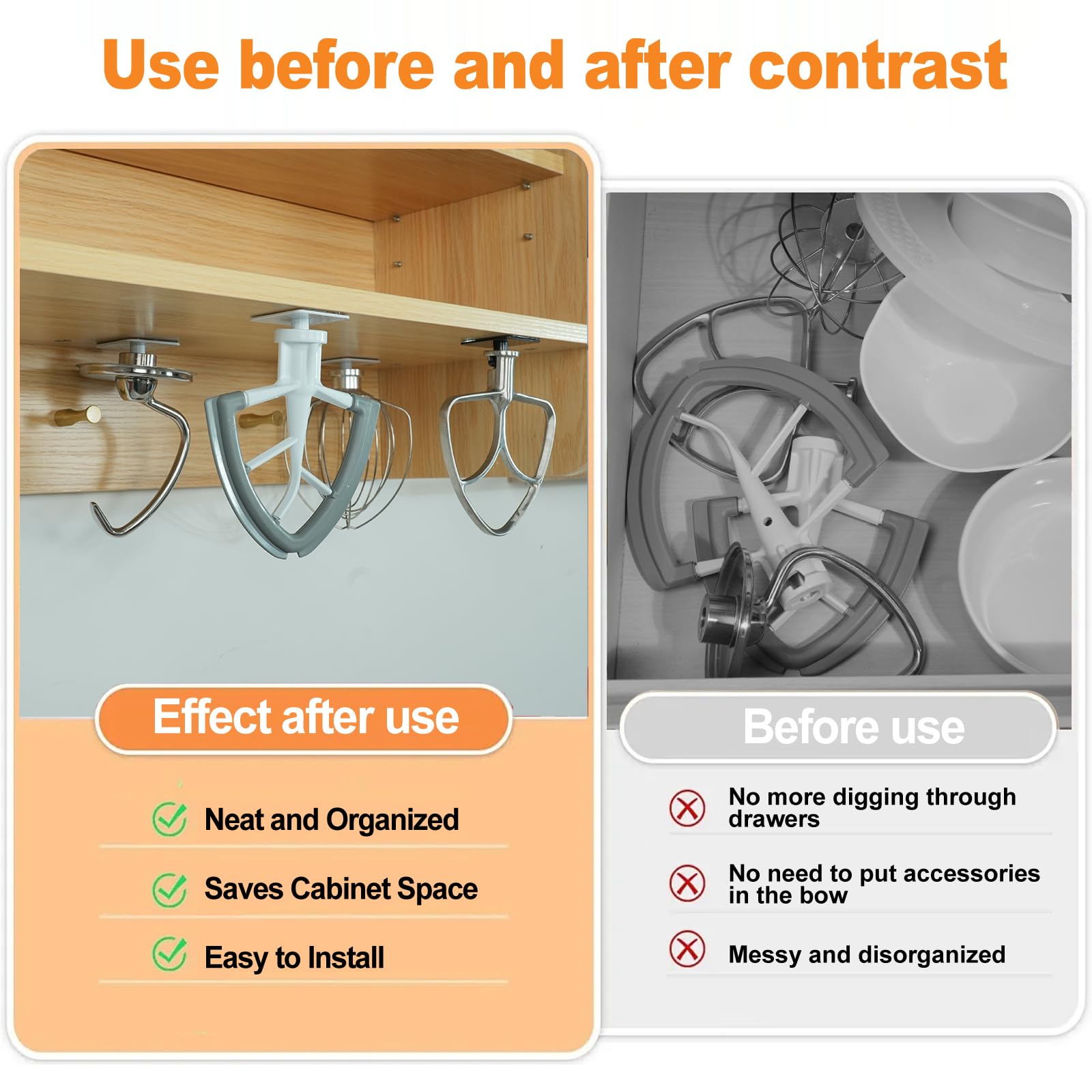 Stand Mixer Attachment Holder Compatible with Kitchen Aid Mixer Accessories, 4 Pieces, White