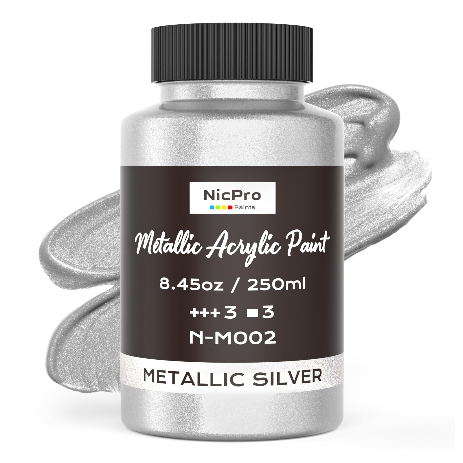 Photo 1 of Nicpro Metallic Silver Acrylic Paint, 8.45oz/250ml Silver Leaf Paint, Non Toxic, Non Fading Art Craft Paints for Canvas, Wood, Clay, Fabric, Metal, Furniture, Art Supplies