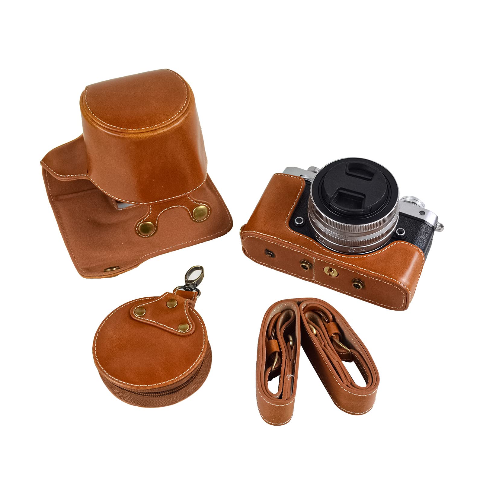 MUZIRI KINOKOO Case for Nikon ZFC Camera, PU Leather Carrying Case Bag Compatible for NIKON Z fc Zfc and 16-50mm f/3.5-6.3 or 28mm f/2.8 SE Lens with Adjustable Shoulder Strap - Brown