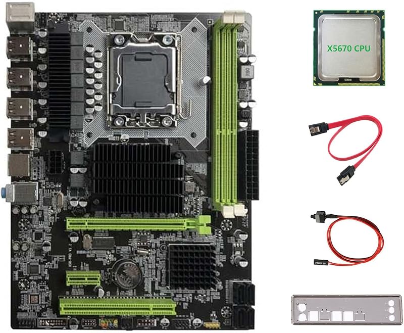 KVSERT X58 Motherboard LGA1366 XEON X5670 CPU DDR3 32GB MicroATX Cable