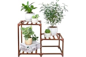 XXXFLOWER Plant Stand Indoor Outdoor 3 Tiers Wood Plant Shelf for Multiple Plants ，Large Plant Rack for Window Garden Balcony Patio Porch Living Room