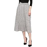 Lock and Love Womens High Waist Polka Dot Pleated Midi Swing Skirt with Pockets