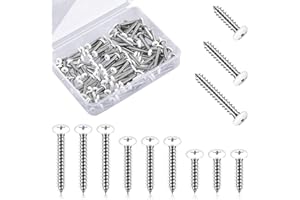GIEGXIN 120 Pcs #8 White Head Screws Covers Wood Screws White Painted White Wood Screw Stainless Steel Wall Plate Screw Self Tapping Screw for Wall Plates Switches Covers Replacement, 3 Sizes