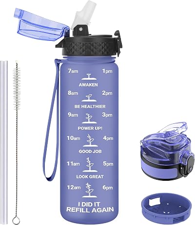 GOPPUS 500ml Kids Water Bottle with Straw Tritan BPA Free Purple