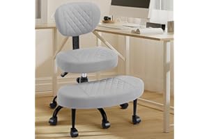 ARESHARK Cross Legged Office Chair with Wheels, Wide Criss Cross Kneeling Home Office Desk Chairs with Back Support, Ergonomic Adjustable Height ADHD Stool with Rotating Footrest for Yoga Meditation