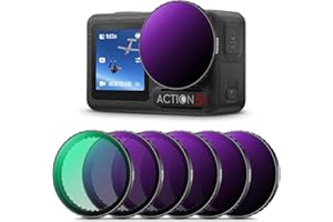 K&F Concept 6-Pack Snap-on Filters for DJI OSMO Action 3/4/5 Pro - CPL ND8 ND16 ND32 ND64 ND1000, 28-Layer Coating Optical Gl