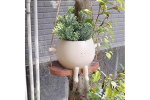 Songgang Swing Face Planter Pot Hanging Resin Flower Head Planters for Indoor Outdoor Plants Succulent Pots for String of Pearls Plant Live Father Mother Gift,Appreciation Christmas (Large)
