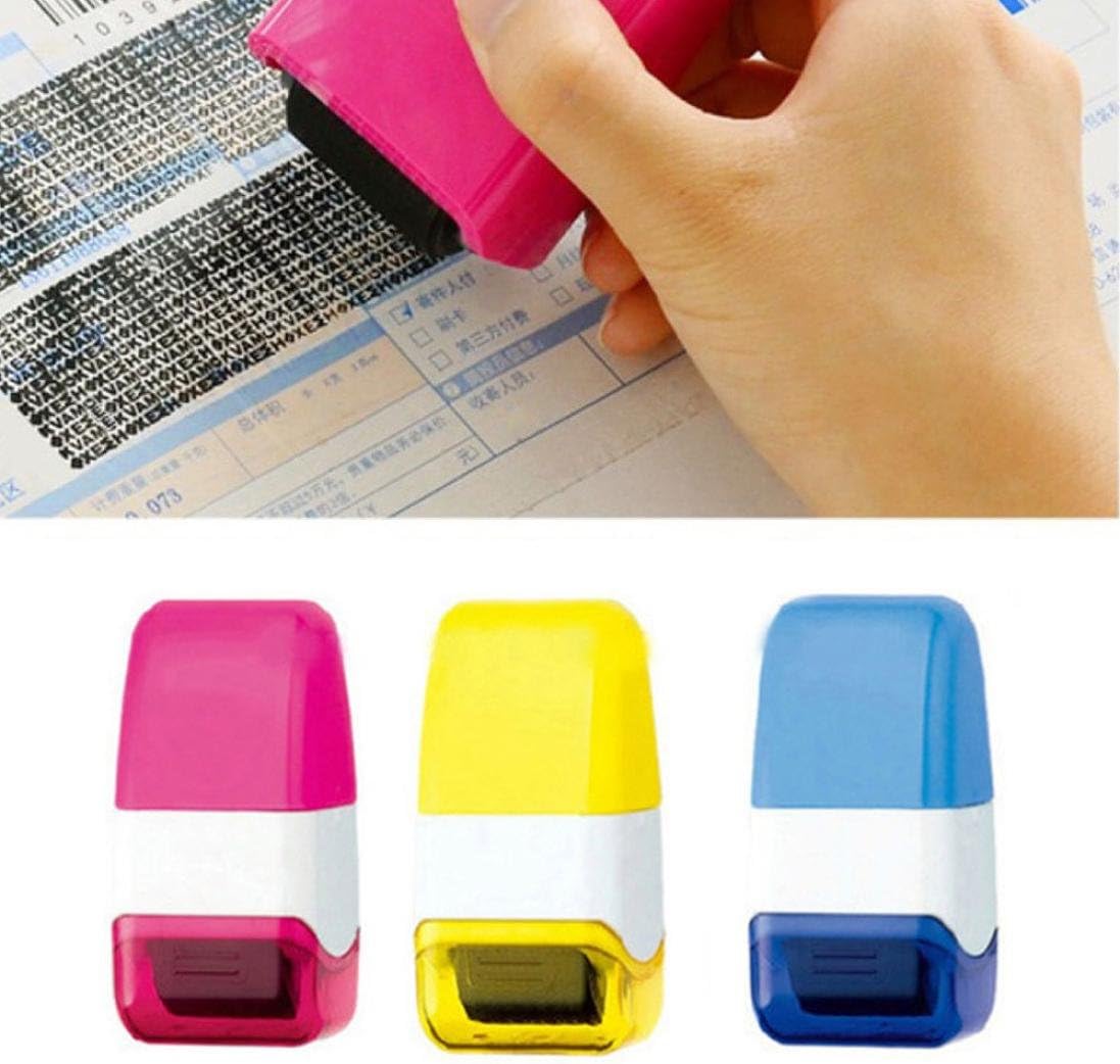 JIANGfu Portable Useful Roller Type Secrecy Seal Stamp Guard Privacy Protect File Privacy Decoration Roller Stamp (Random, A)