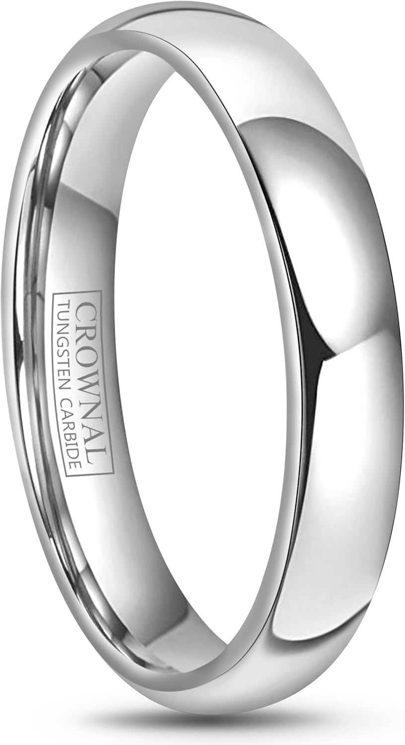 Crownal 4mm 6mm 8mm 10mm Tungsten Wedding Band Ring Men Women
