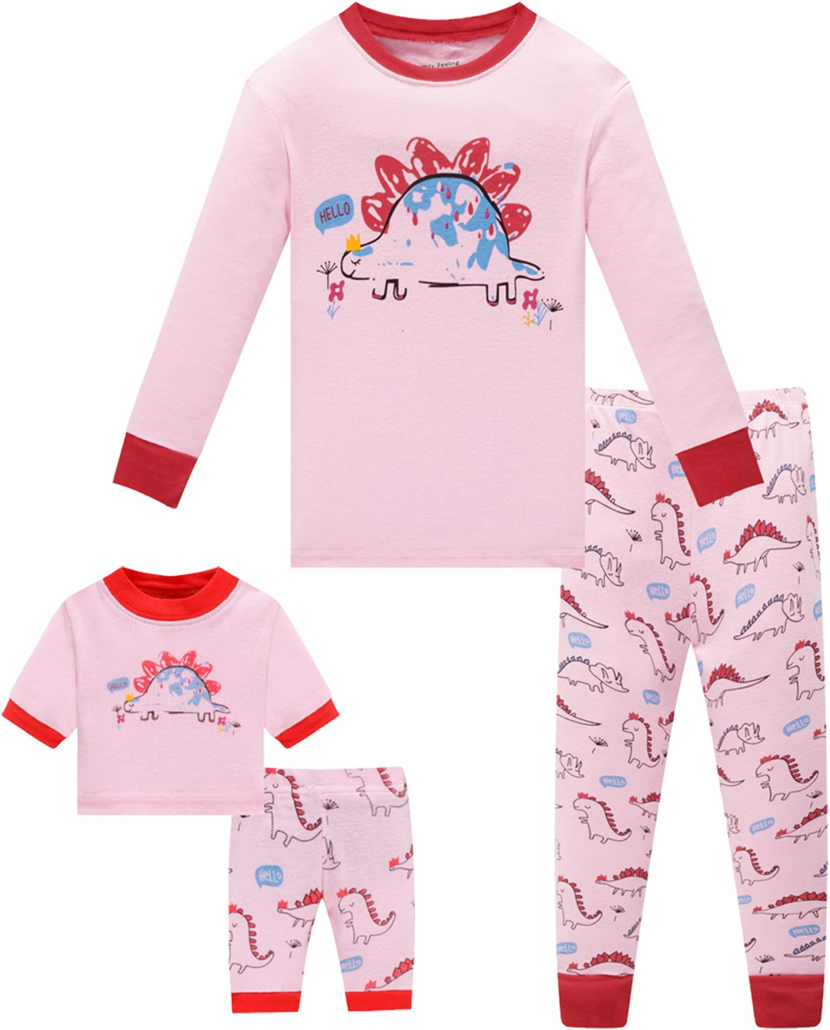 Babypajama Kids & Toddler Pajamas Matching Doll & Girls Pajamas 100% Cotton Pjs Set Fits American Girl
