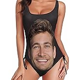Custom Face Bathing Suit Personalized Picture Swimsuits for Women One Piece Swimwear with Husband Photos Pool Gifts