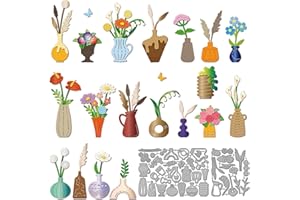 GLOBLELAND Flowers Vase Cutting Dies for Card Making Bohemian Floral Metal Die Cuts Spring Potted Plants Die Cut Dies for Gar