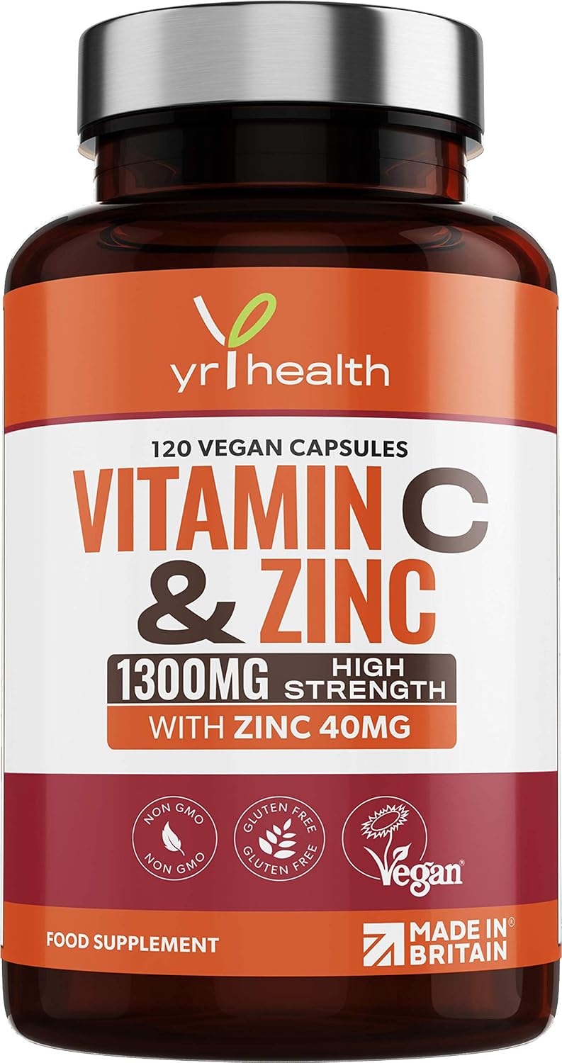 Vitamin C 1300mg and Zinc 40mg High Strength, VIT C and Zinc for Maintenance of Normal Immune System