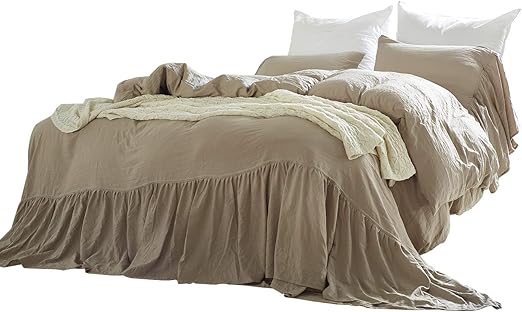 Amazon Com Omelas Taupe Washed Cotton Duvet Cover Set King Size