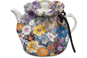 Flashideas Colorful Flowers Tea Cozy Kettle Dust Cover Large Tea Cosy Portable Easy to Clean Tea Pot Dust Cover Insulated Tea Cosy for Home Kitchen Office Holiday Party Decor