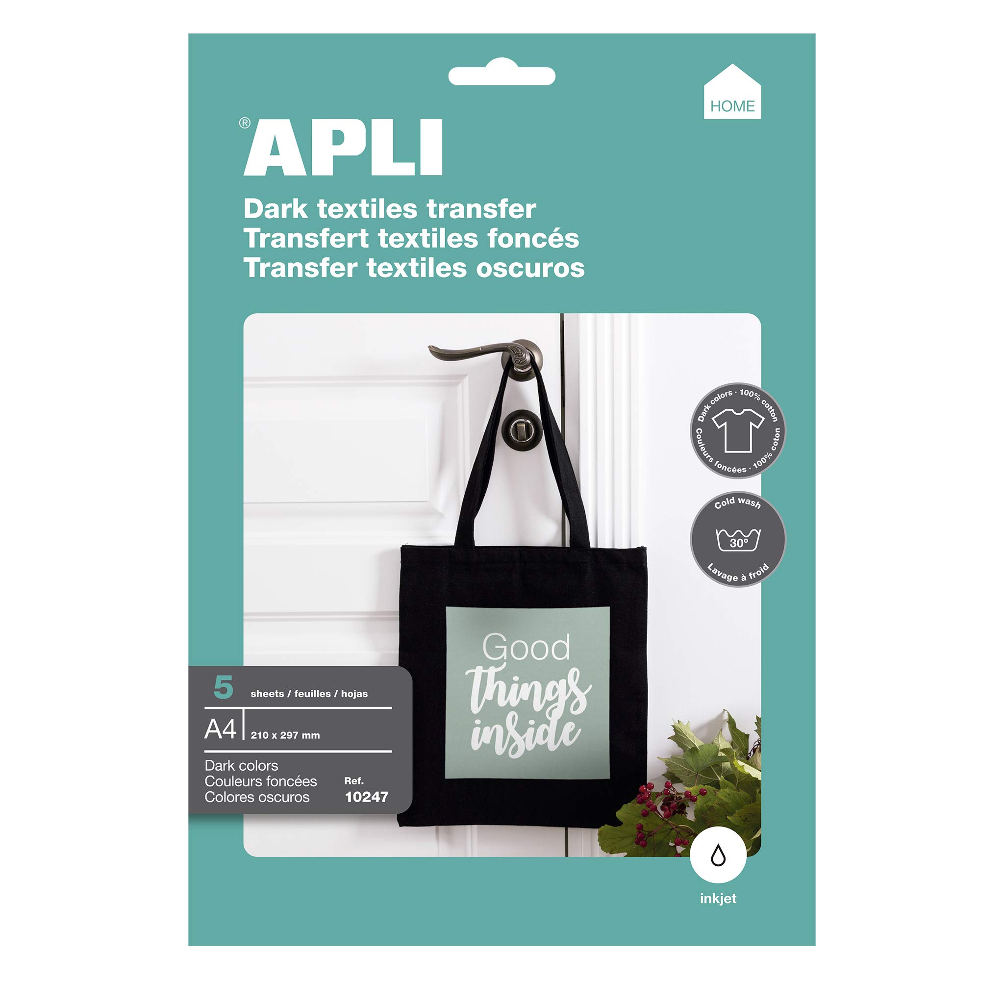 Apli Transfer Paper for Colour T-Shirts A4 Ref 10247 [5 Sheets]
