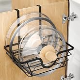 TIDIIABODE Pot Lid Organizer, Adjustable Kitchen Pot Lid Holder Inside Cabinet, Kitchen Cabinet Organizer Hanging for Food Storage Container, Pot, Pan Lid &amp; Bakeware, Black