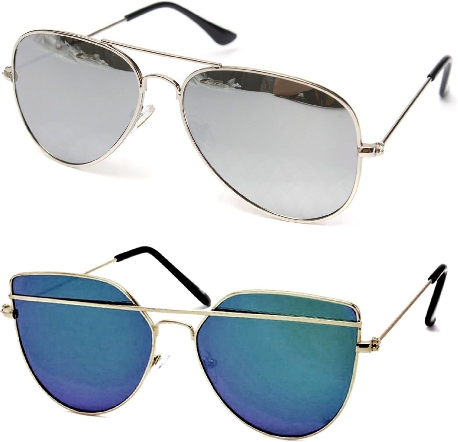 Silver Kartz UV Protected Men's Sunglasses(cm413|55mm|Silver) - Pack of 2