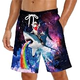 QiErDesign Black Rainbow Paint Men's Swim Trunks Quick Dry Bathing Mesh Lining Suit Swimsuits Beach Shorts with Pockets